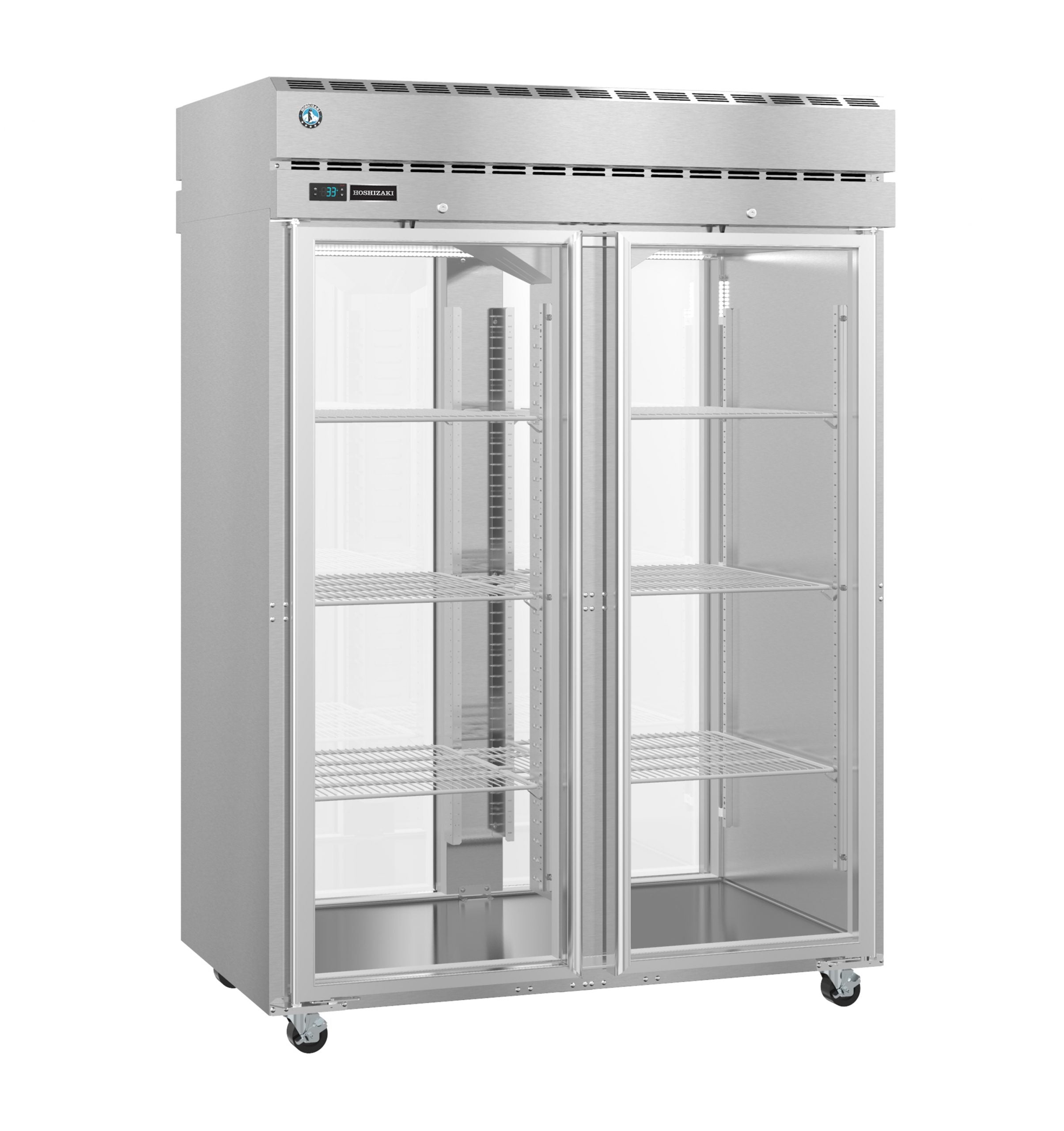 Hoshizaki PT2A-FG-FG | 55" Wide 4 Glass Door Top Mount Pass-Thru Refrigerator