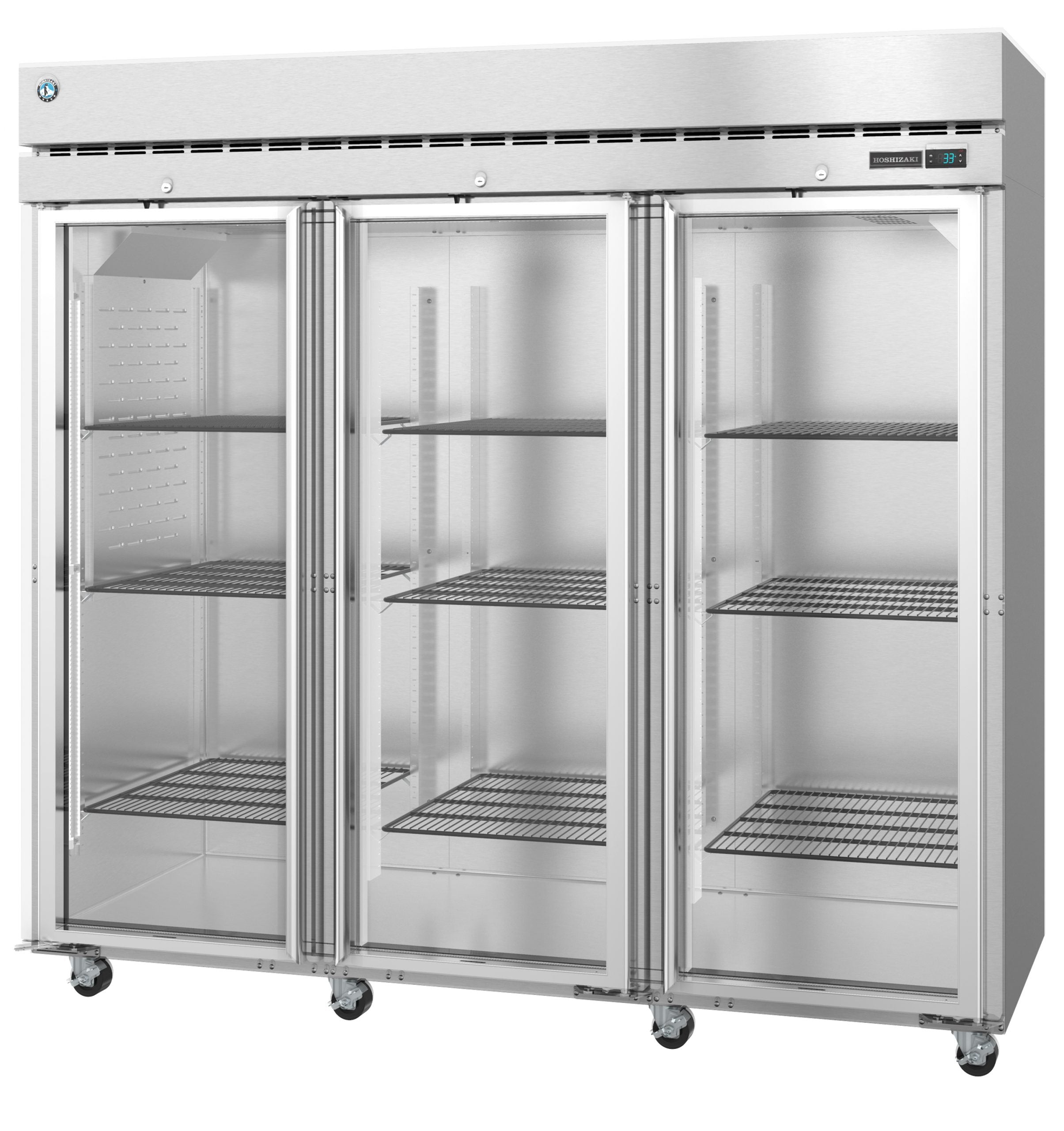 Hoshizaki R3A-FG | 83" Wide 3 Glass Door Top Mount Reach-In Refrigerator