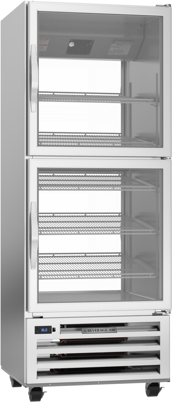 Beverage Air RID18HC-HG | 27" Wide 4 Glass Door Bottom Mount Pass-Thru Refrigerator RI Series