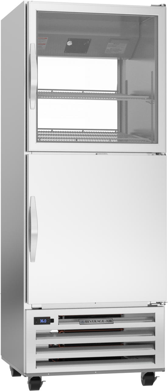 Beverage Air RID18HC-HGS | 27" Wide 2 Glass 2 Solid Door Bottom Mount Pass-Thru Refrigerator RI Series