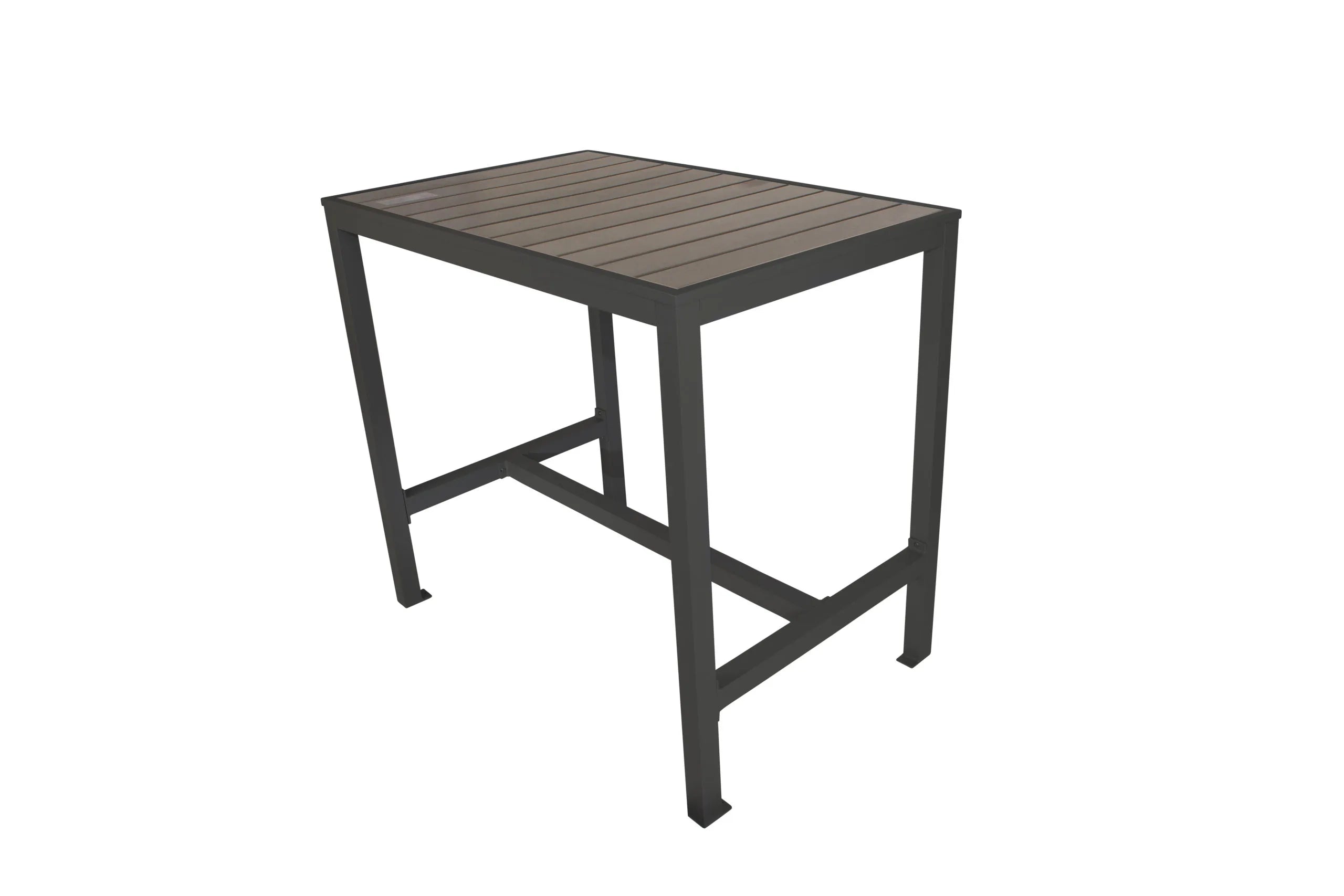 BFM Seating Seaside Metal Bolt-Down Bar Height Table with Gray Synthetic Teak Top