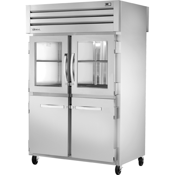 True STA2RPT-2HG/2HS-2S-HC | 53" Wide 2 Glass 4 Solid Door Top Mount Pass-Thru Refrigerator