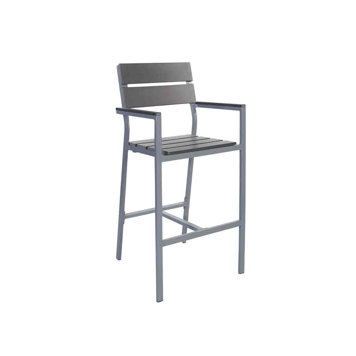 BFM Seating Seaside Aluminum Outdoor / Indoor Synthetic Teak Bar Height Barstool