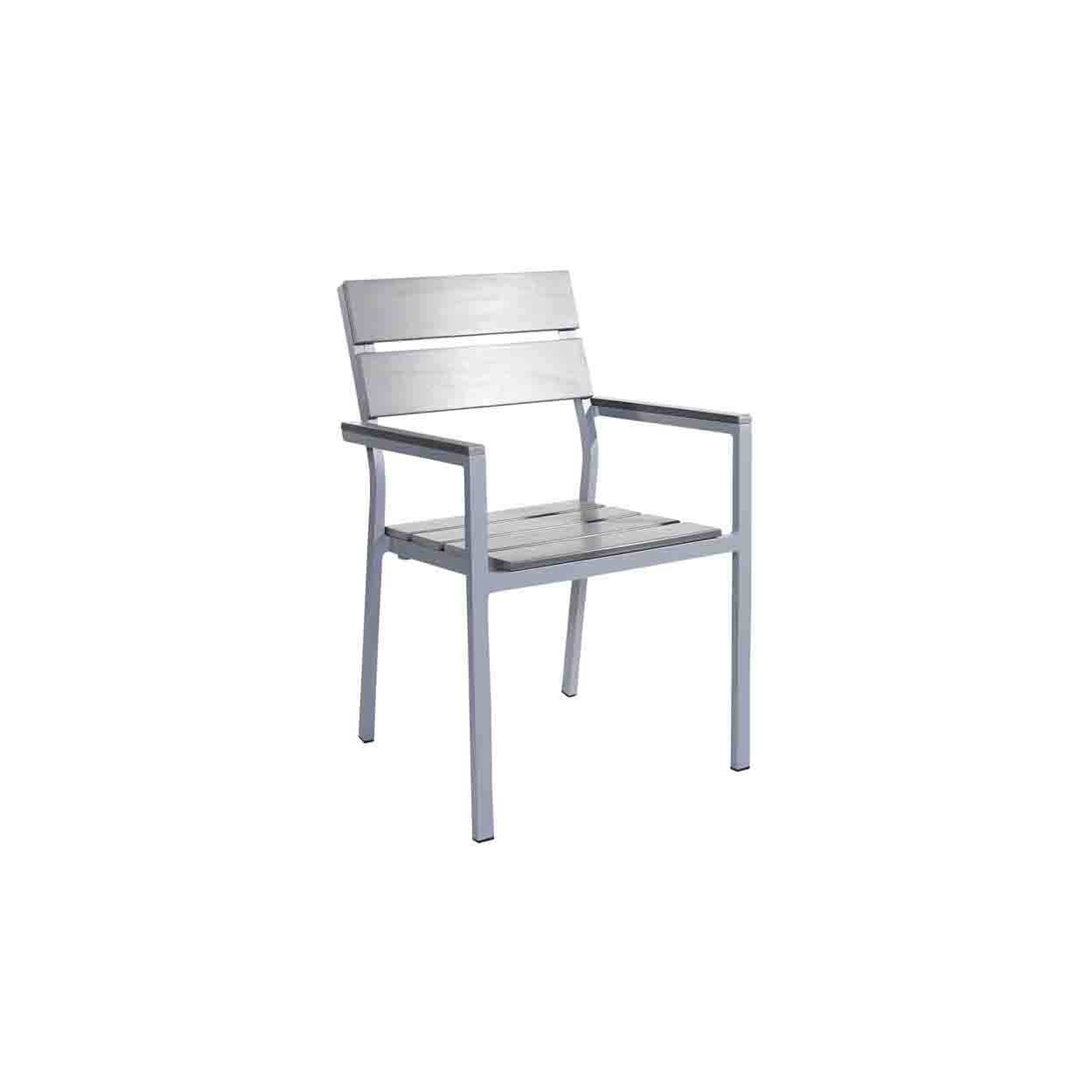 BFM Seating Seaside Aluminum Outdoor / Indoor Synthetic Teak Stackable Chair