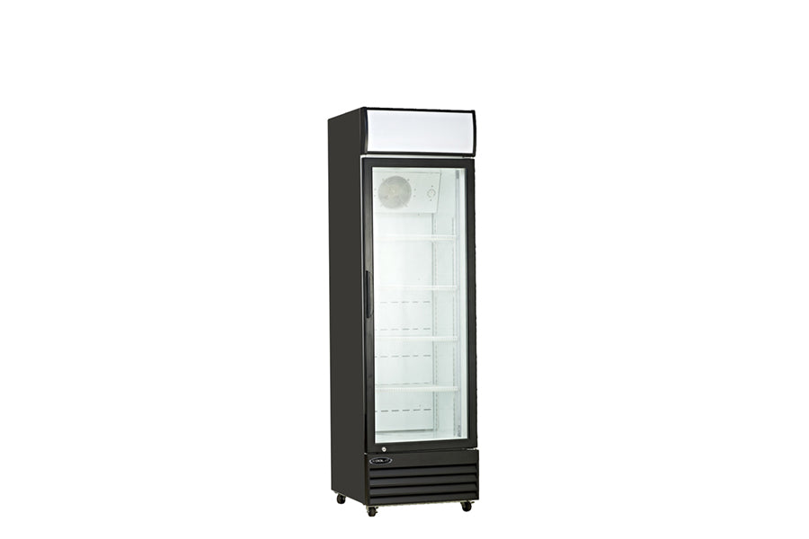 Kool-It KGM-13 | 23" Wide 1 Swing Door Black Merchandiser Refrigerator