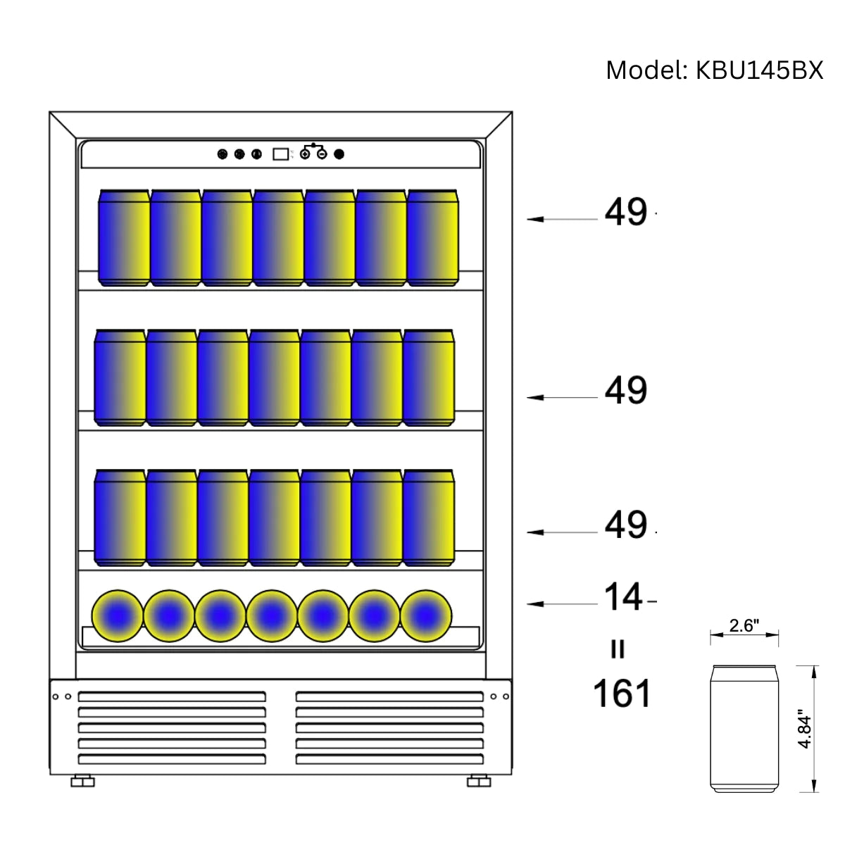 KingsBottle | 24" Wide Undercounter 161 Can Mini Fridge