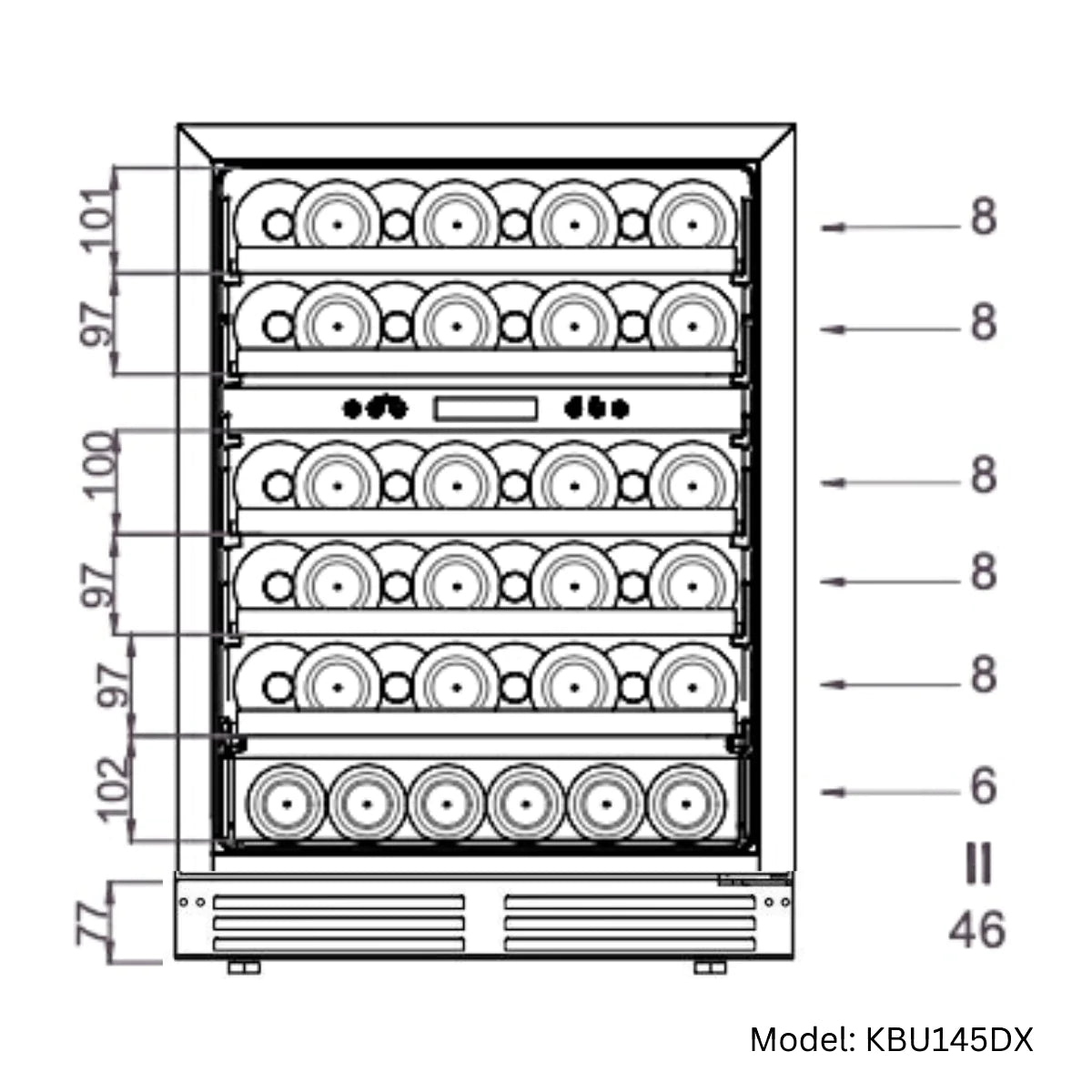 KingsBottle | 24" Wide Dual Zone Undercounter 46 Bottle Wine Fridge