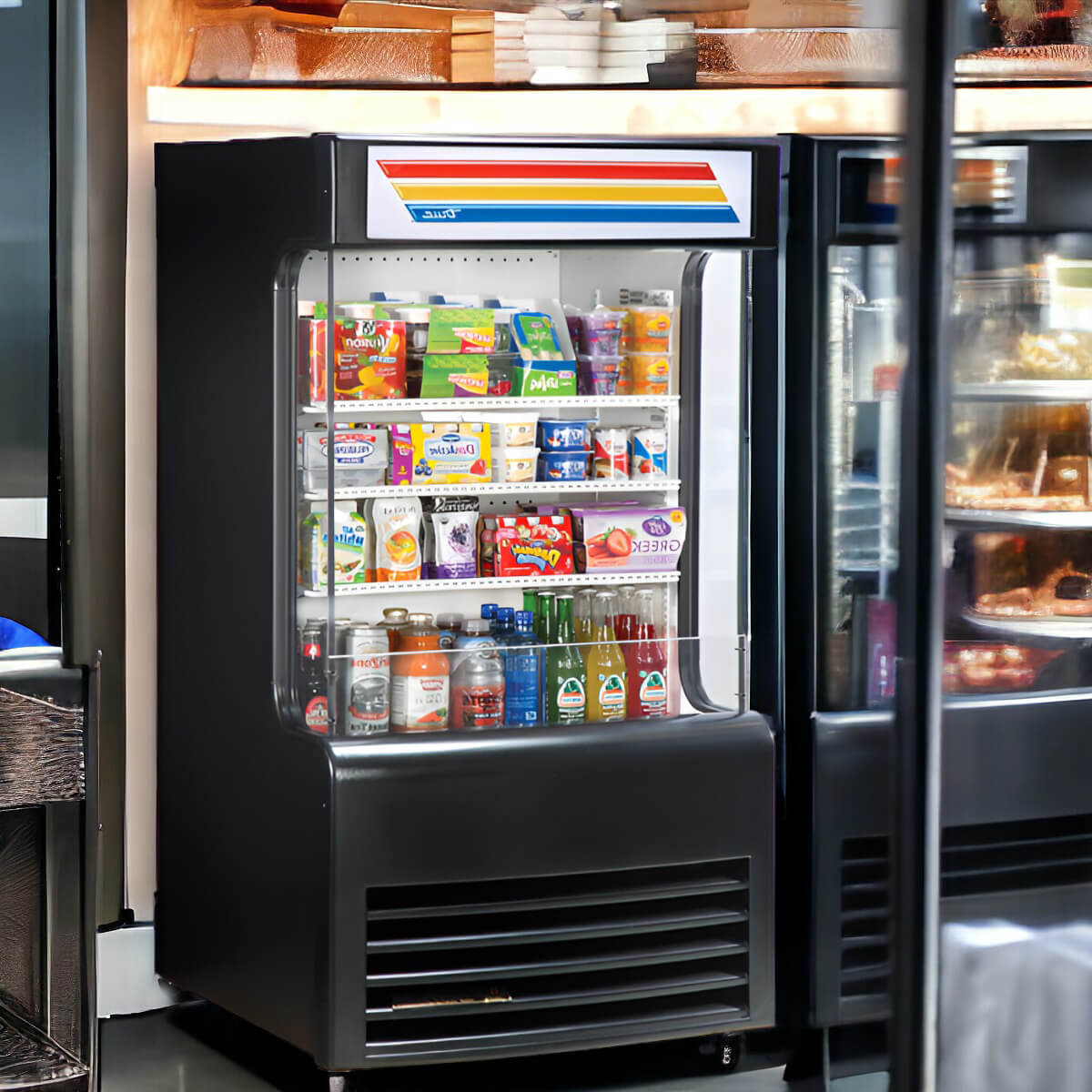 True TAC-14GS-LD | 30" Wide Open Air Black Merchandiser Refrigerator