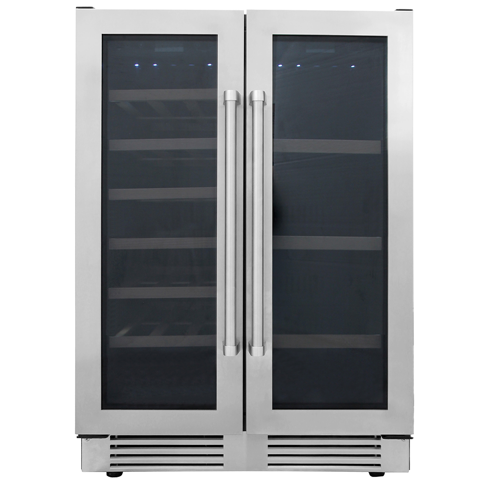 THOR TBC2401DI | 24" Wide French Door Dual Zone 95 Can/21 Bottle Beverage & Wine Fridge