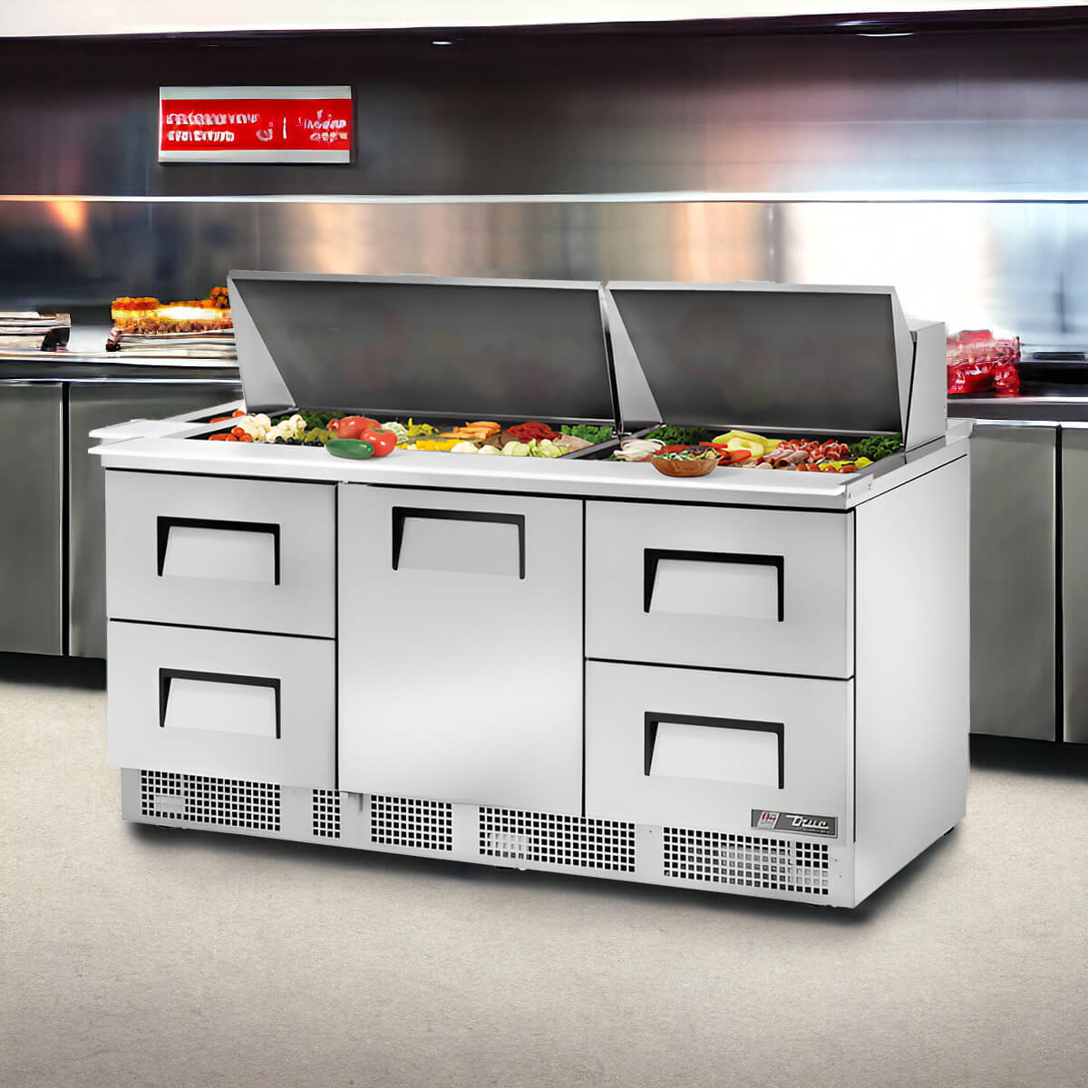 True TFP-72-30M-D-4 | 72" Wide 4 Drawer Sandwich/Pizza Prep Table