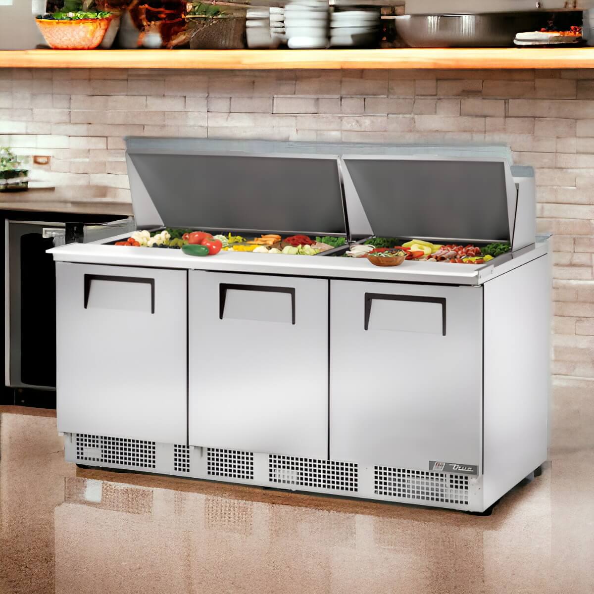 True TFP-72-30M | 72" Wide 3 Door Sandwich/Pizza Prep Table