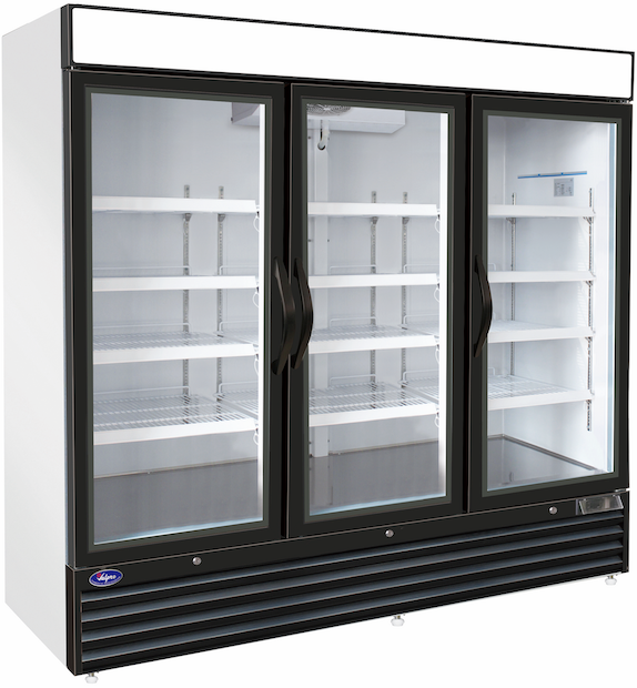 Valpro VP3F-72FDVHC | 81" Wide 3 Swing Door White Merchandiser Freezer