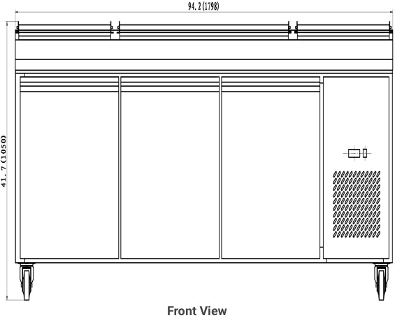 Valpro VPP94-HC | 94" Wide 3 Door Pizza Prep Table