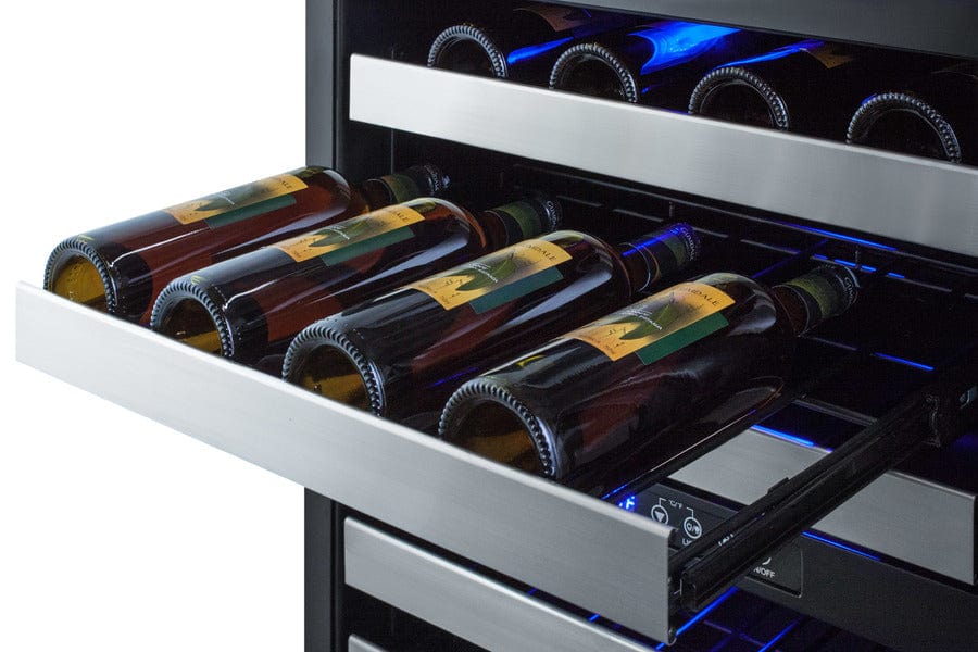 SUMMIT SWCDAR24 | 24" Wide Dual Zone 46 Bottle Wine Fridge & Refrigerator-Freezer Combo