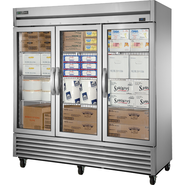 True T-72FG-HC~FGD01 | 78" Wide 3 Glass Door Reach-In Freezer