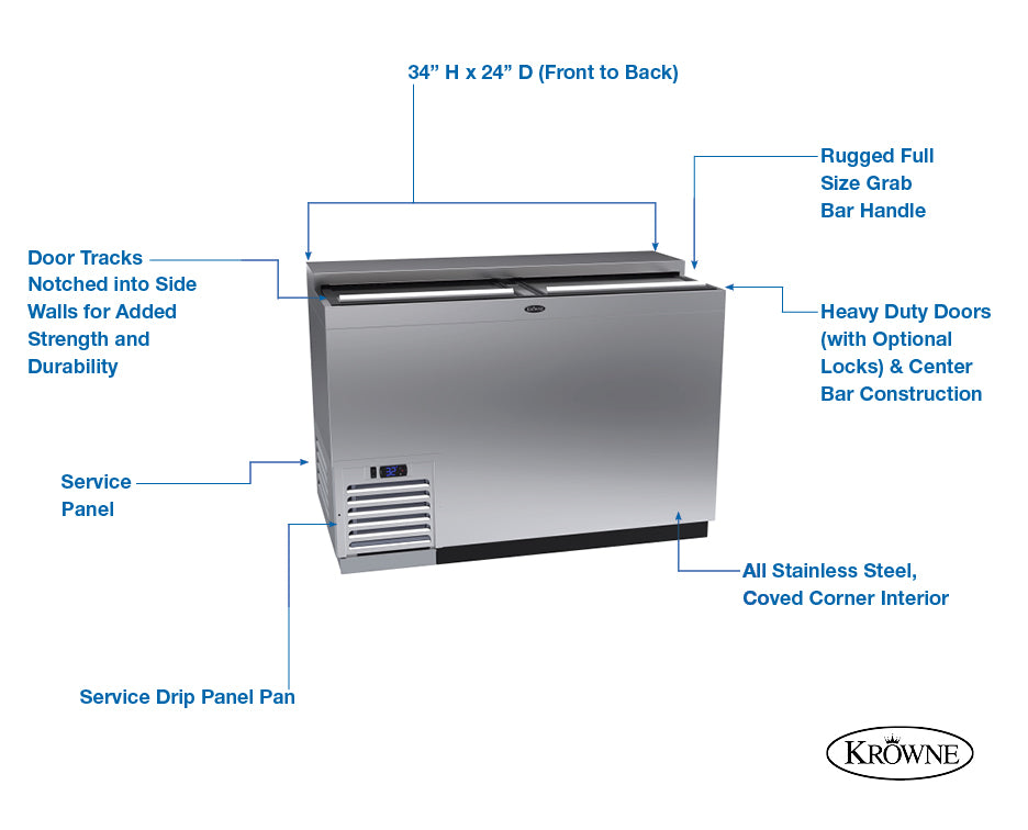 Krowne | 48" Wide Slide Top Bottle Cooler