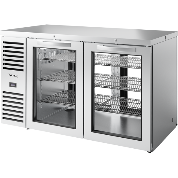 True TBR60-PTSZ1-L-S-GG-GG-1 | 60" Wide 4 Glass Door Stainless Steel Pass-Thru Back Bar