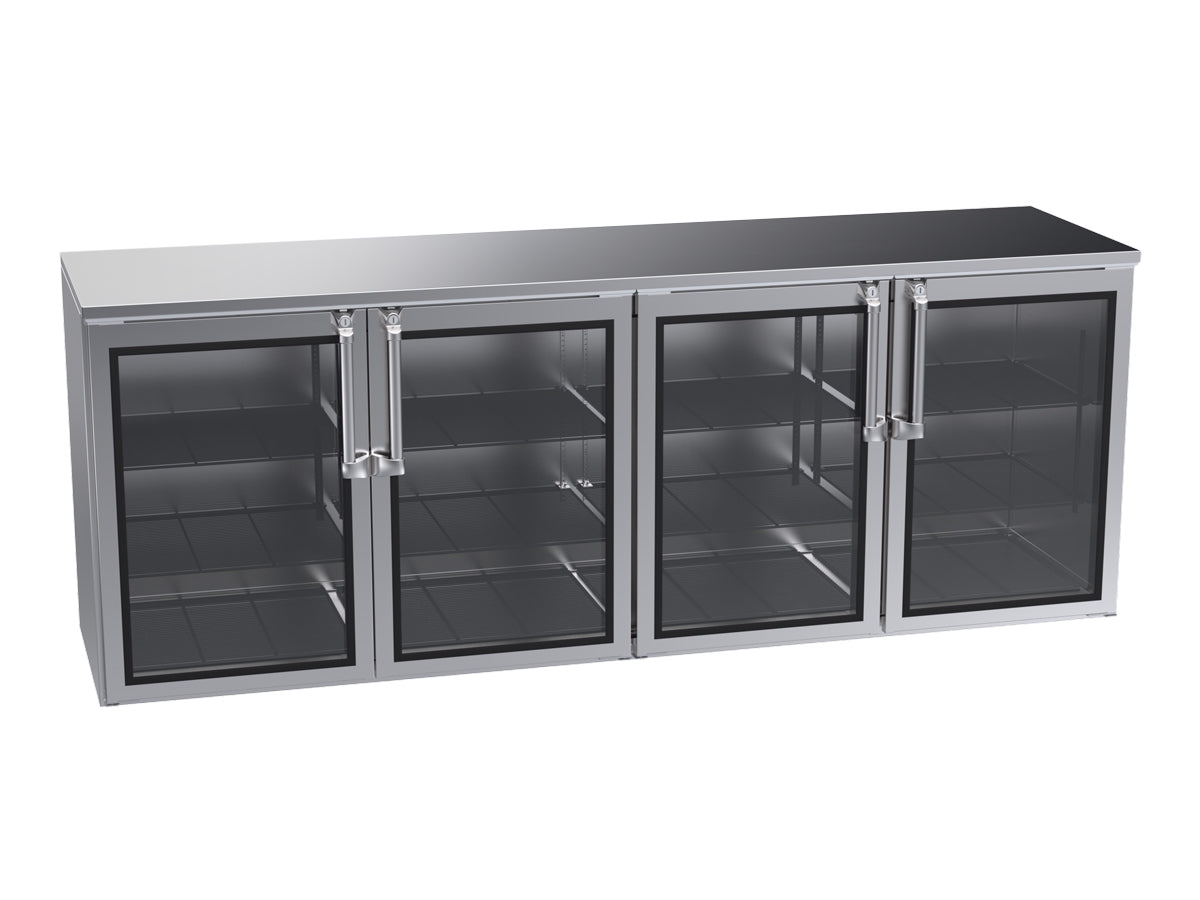 Krowne | 96" Wide 4 Glass Door Remote Stainless Steel Reach-In Back Bar