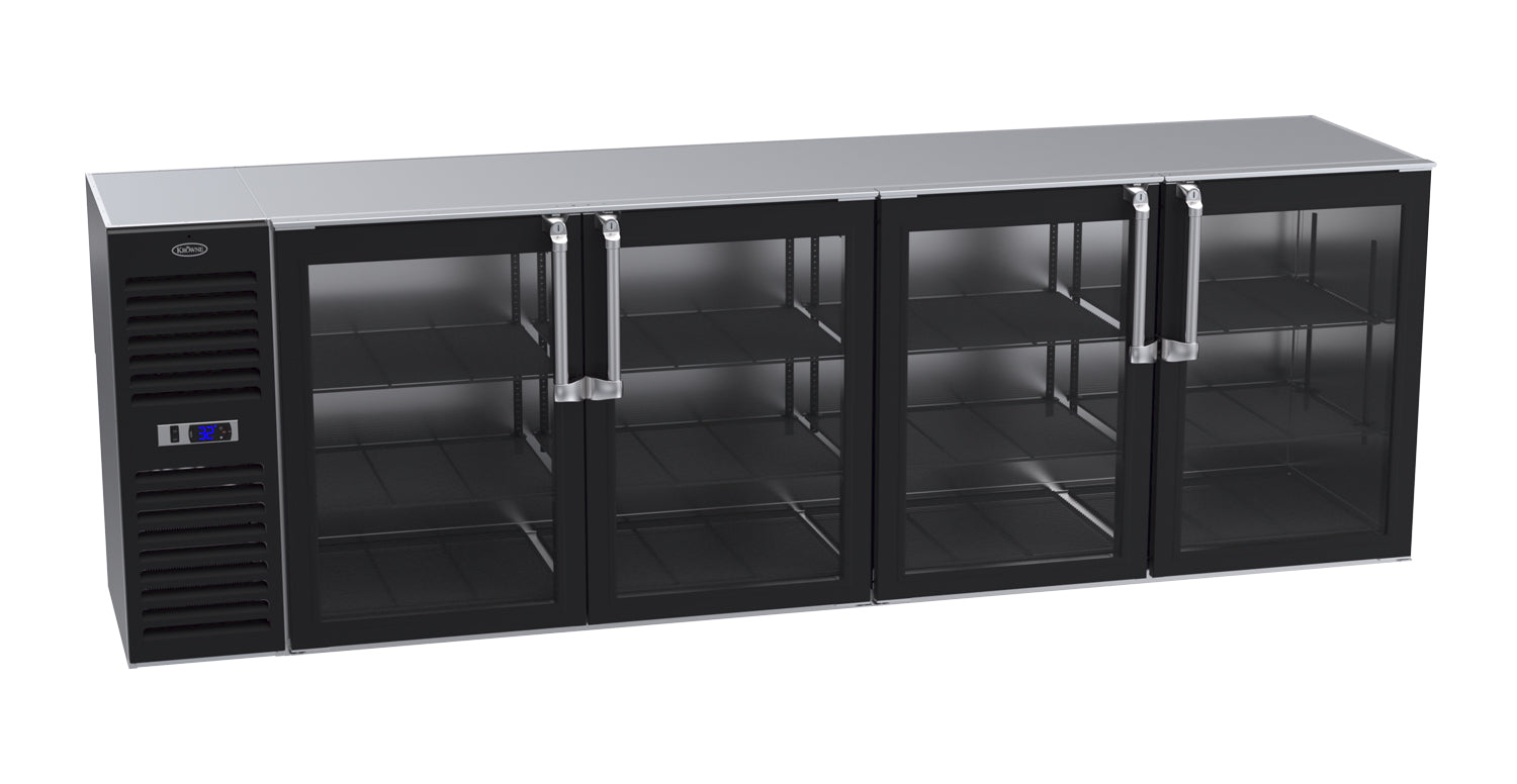 Krowne | 108" Wide 4 Glass Door Self Contained Black Reach-In Back Bar