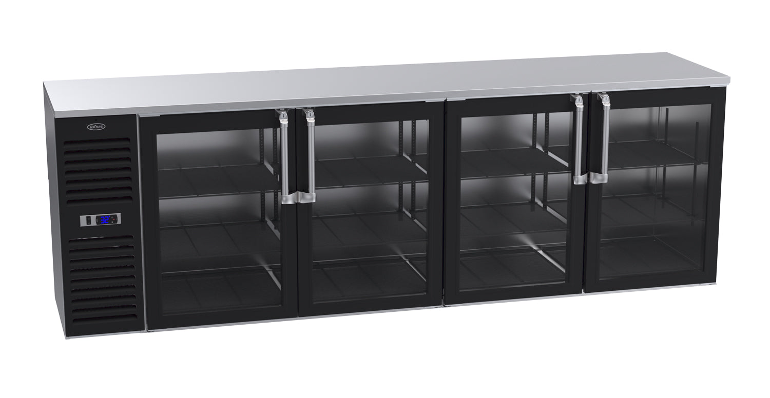 Krowne | 108" Wide 4 Glass Door Self Contained Black Reach-In Back Bar