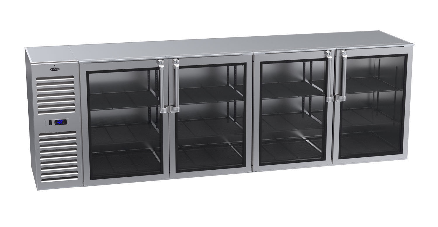 Krowne | 108" Wide 4 Glass Door Self Contained Stainless Steel Reach-In Back Bar