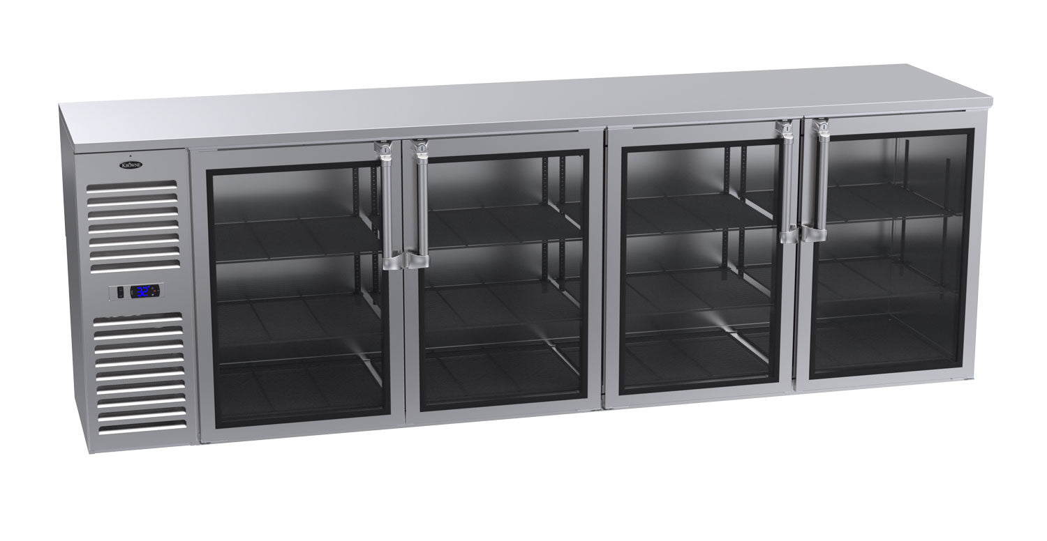 Krowne | 108" Wide 4 Glass Door Self Contained Stainless Steel Reach-In Back Bar