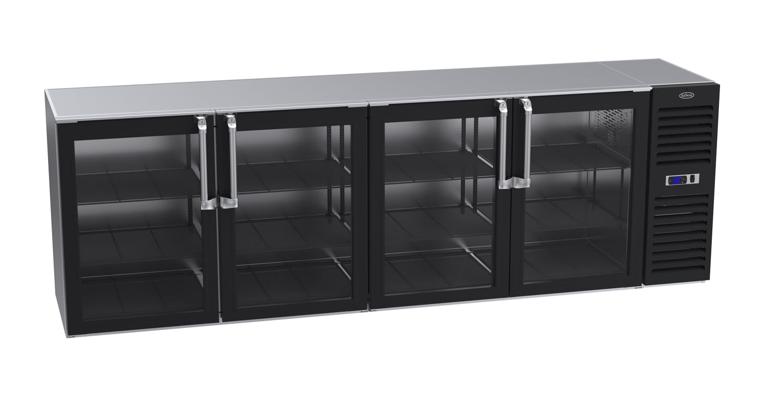 Krowne | 108" Wide 4 Glass Door Self Contained Black Reach-In Back Bar