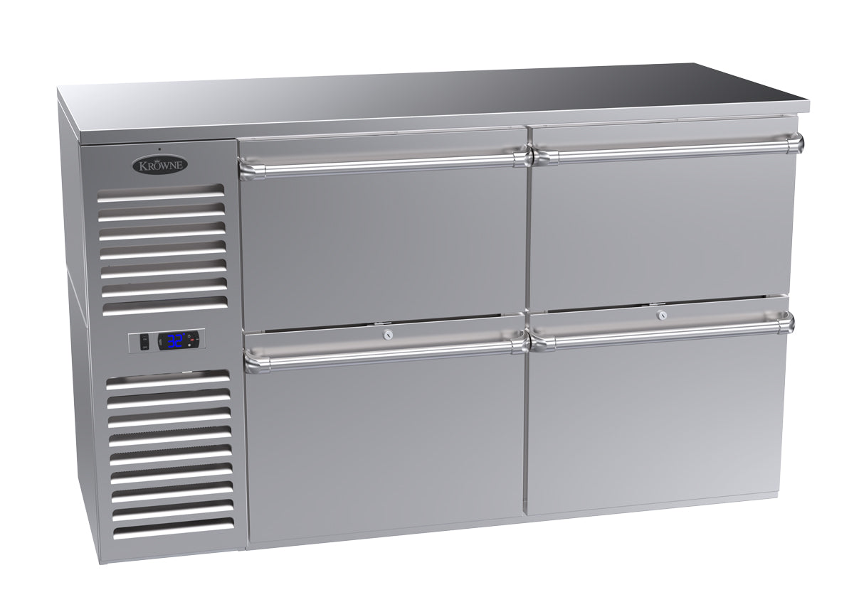 Krowne | 60" Wide 4 Drawer Self Contained Stainless Steel Reach-In Back Bar