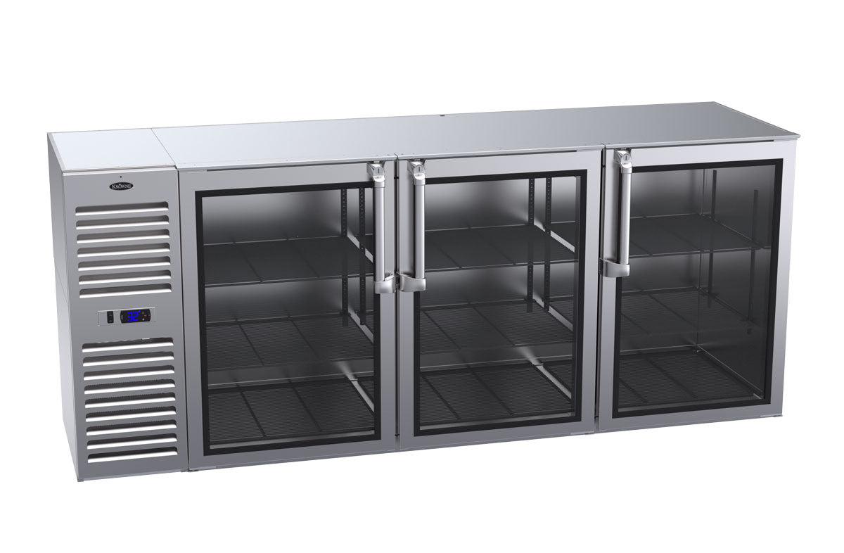 Krowne | 84" Wide 3 Glass Door Self Contained Stainless Steel Reach-In Back Bar