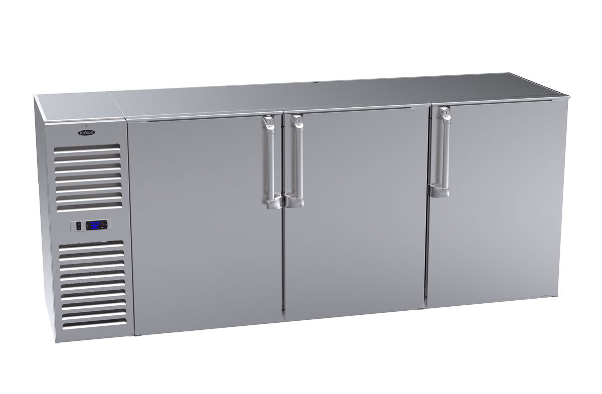 Krowne | 84" Wide 3 Door Self Contained Stainless Steel Reach-In Back Bar