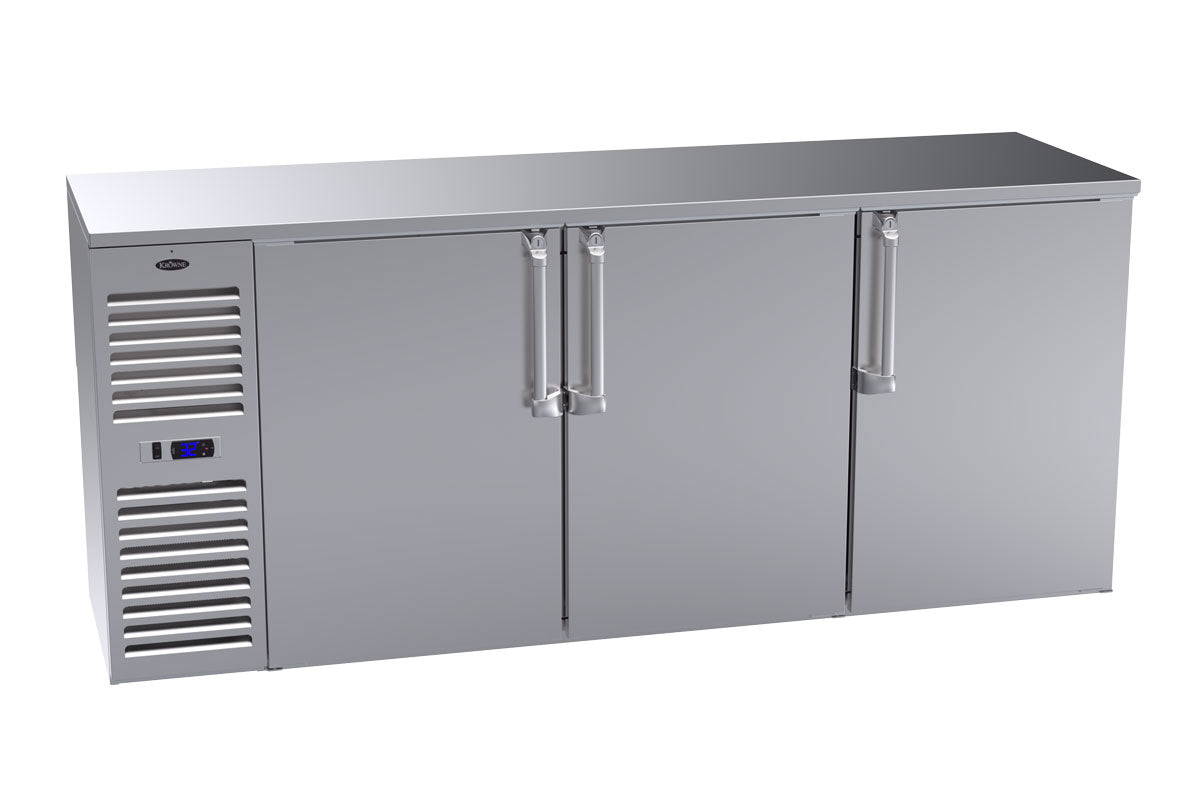 Krowne | 84" Wide 3 Door Self Contained Stainless Steel Reach-In Back Bar