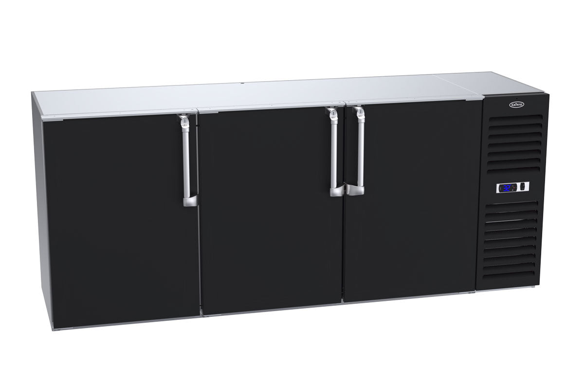 Krowne | 84" Wide 3 Door Self Contained Black Reach-In Back Bar