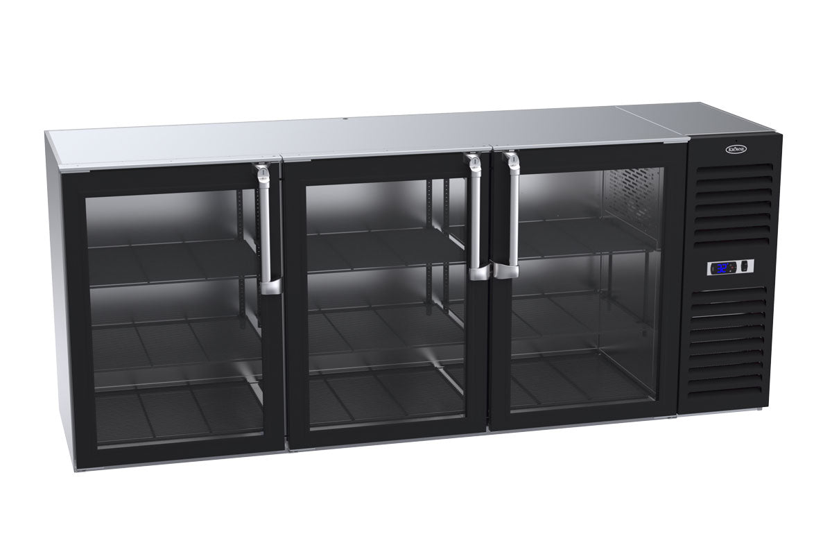 Krowne | 84" Wide 3 Glass Door Self Contained Black Reach-In Back Bar