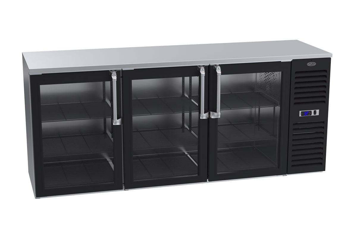 Krowne | 84" Wide 3 Glass Door Self Contained Black Reach-In Back Bar