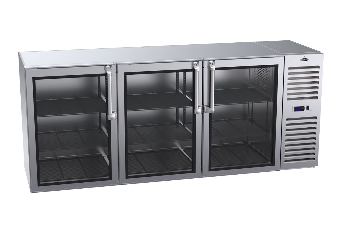 Krowne | 84" Wide 3 Glass Door Self Contained Stainless Steel Reach-In Back Bar