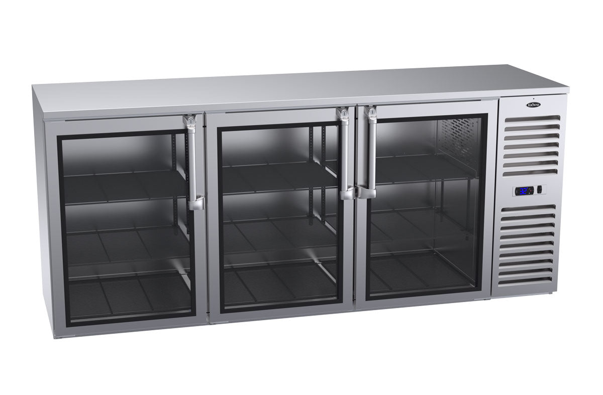 Krowne | 84" Wide 3 Glass Door Self Contained Stainless Steel Reach-In Back Bar