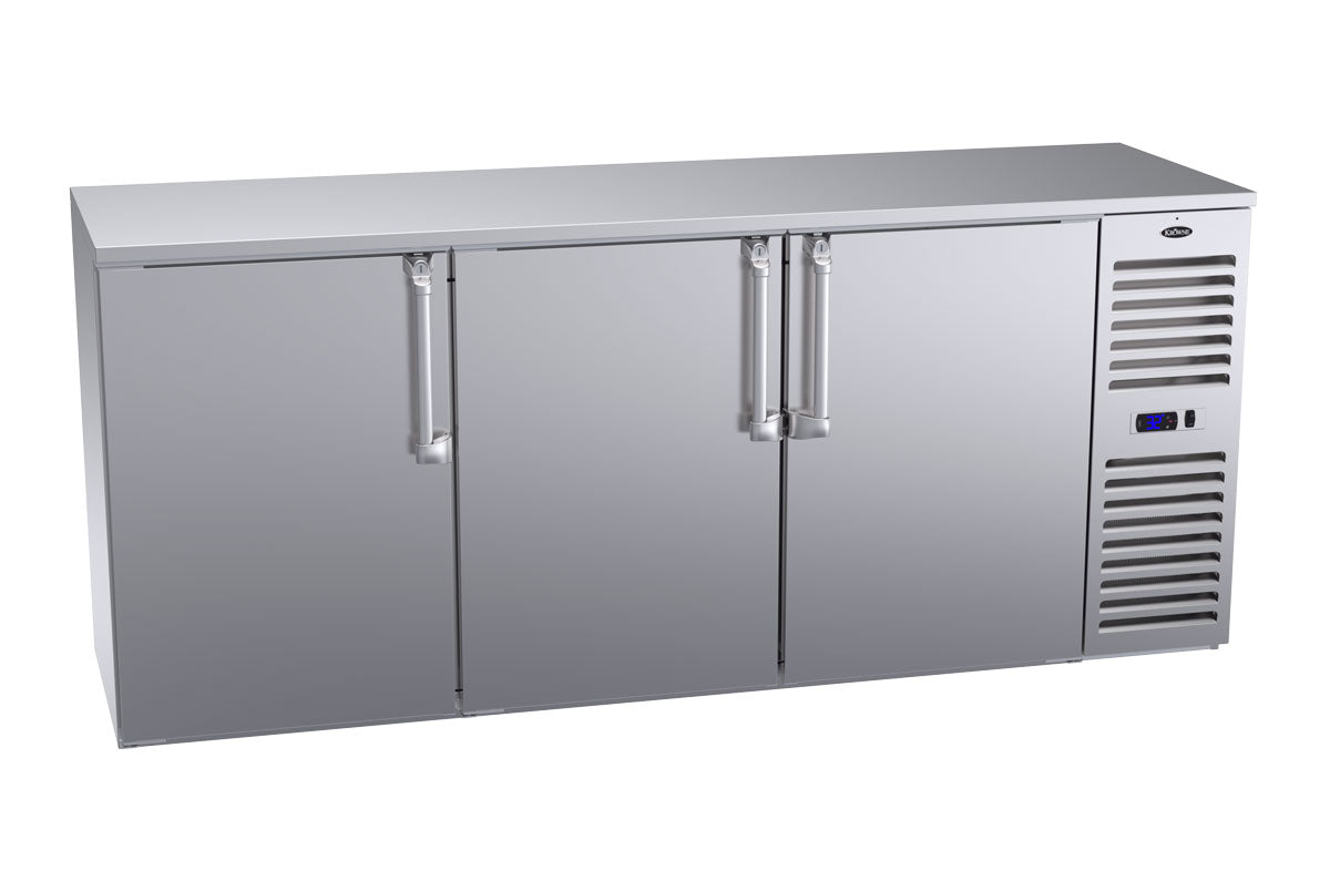 Krowne | 84" Wide 3 Door Self Contained Stainless Steel Reach-In Back Bar