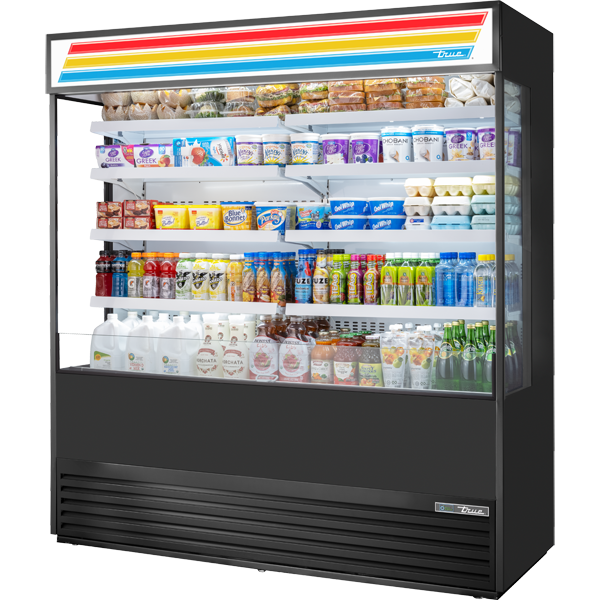 True TOAM-72GS-HC~TSL01 | 72" Wide Open Air Black Merchandiser Refrigerator