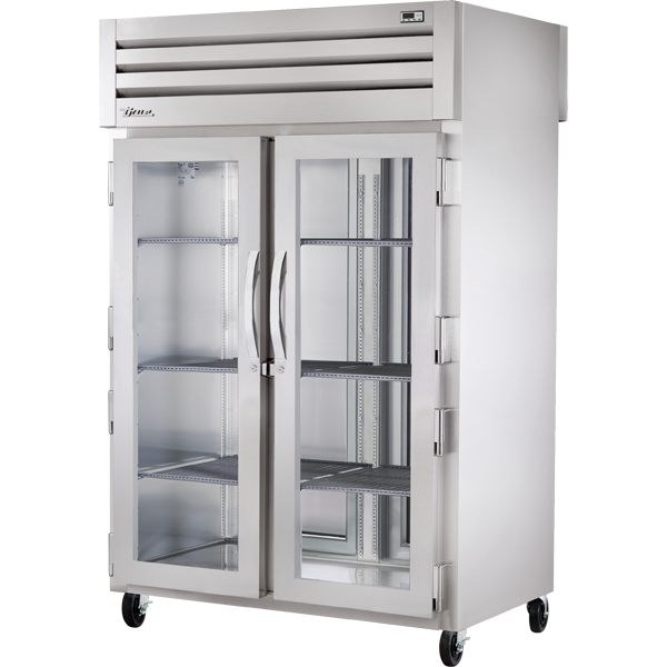 True STR2HPT-2G-2S | 53" Wide 2 Glass 2 Solid Door Top Mount Pass-Thru Freezer