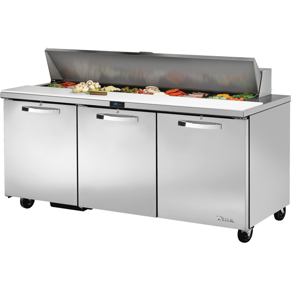 True | 72.38" Wide 3 Door Sandwich Prep Table