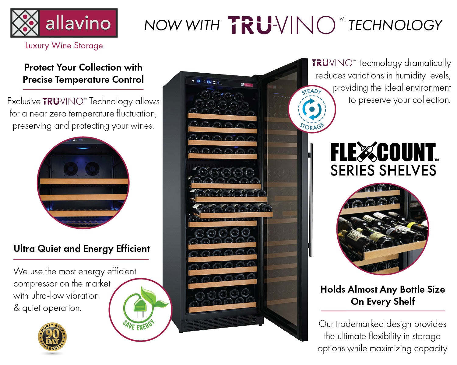 Allavino | 47" Wide Four Zone FlexCount ll Tru-Vino 354 Bottle Wine Fridge