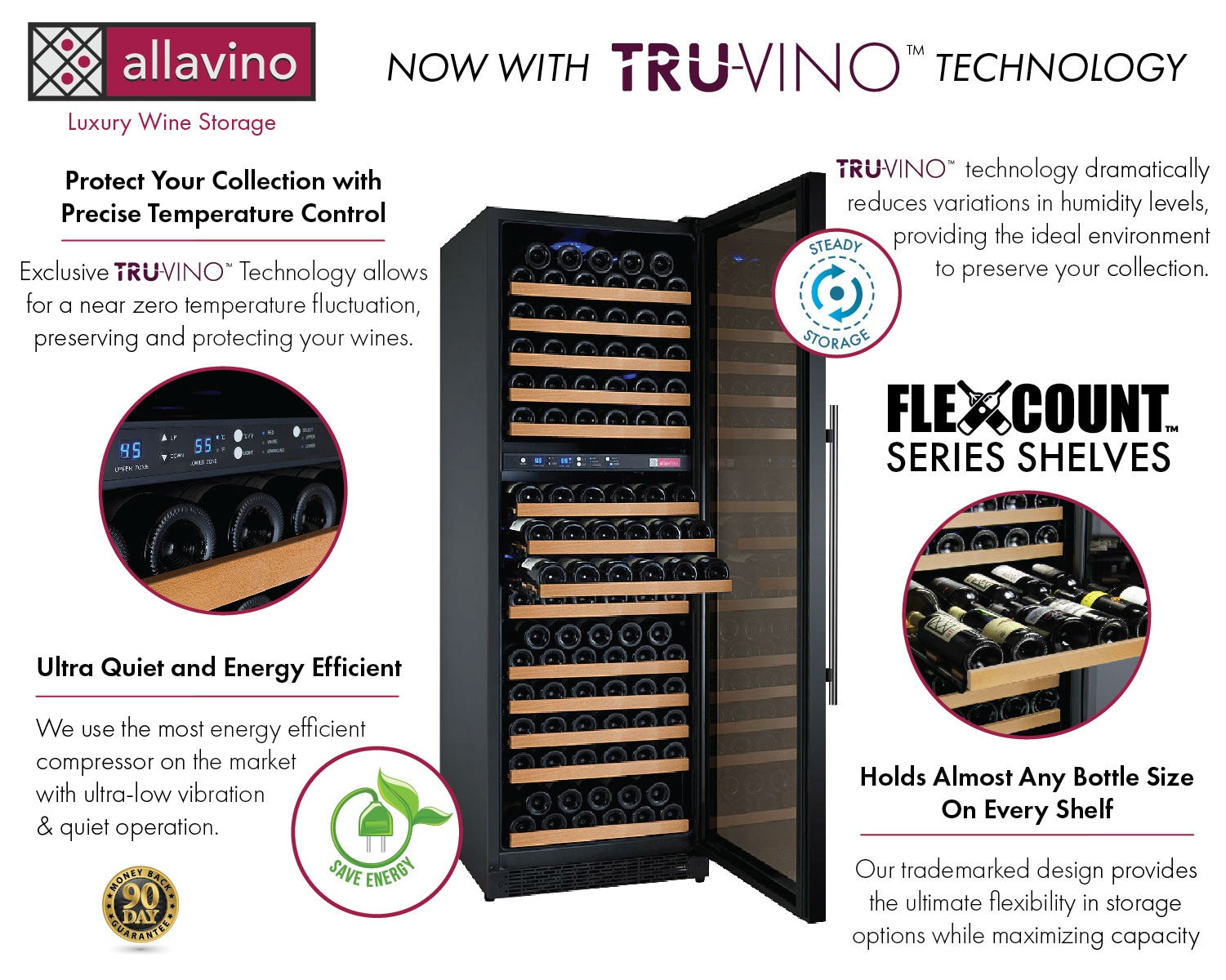 Allavino | 47" Wide Four Zone FlexCount ll Tru-Vino 344 Bottle Wine Fridge