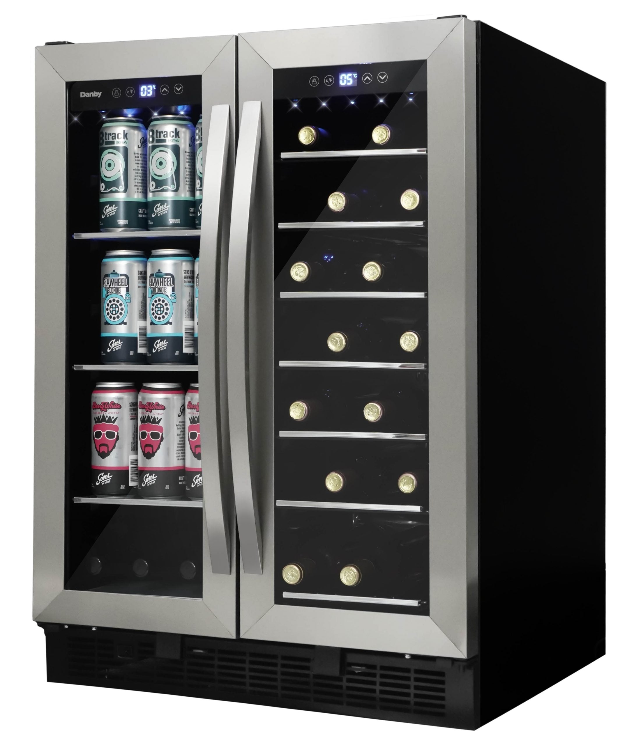 Danby DBC052A1BSS | 23.8" Wide Dual Zone 60 Can/27 Bottle Beverage & Wine Fridge