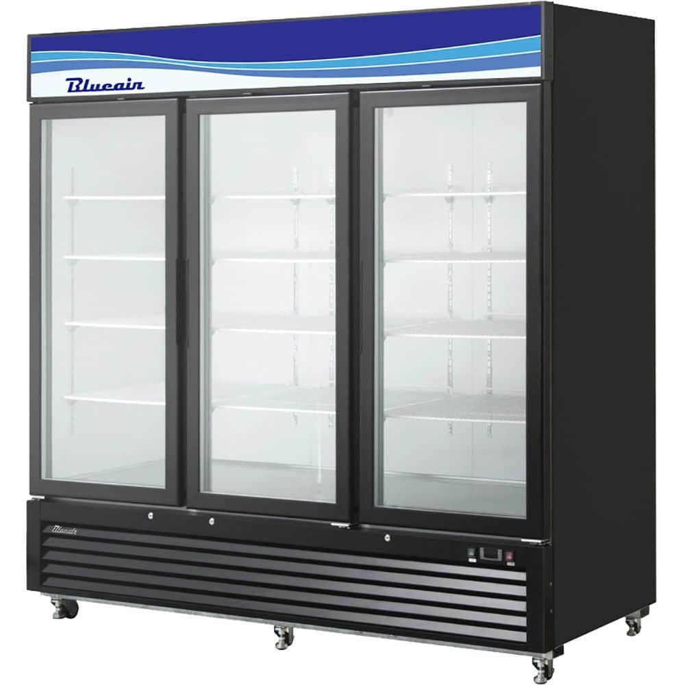 Blue Air BKGF72B-HC | 82" Wide 3 Swing Door Black Merchandiser Freezer