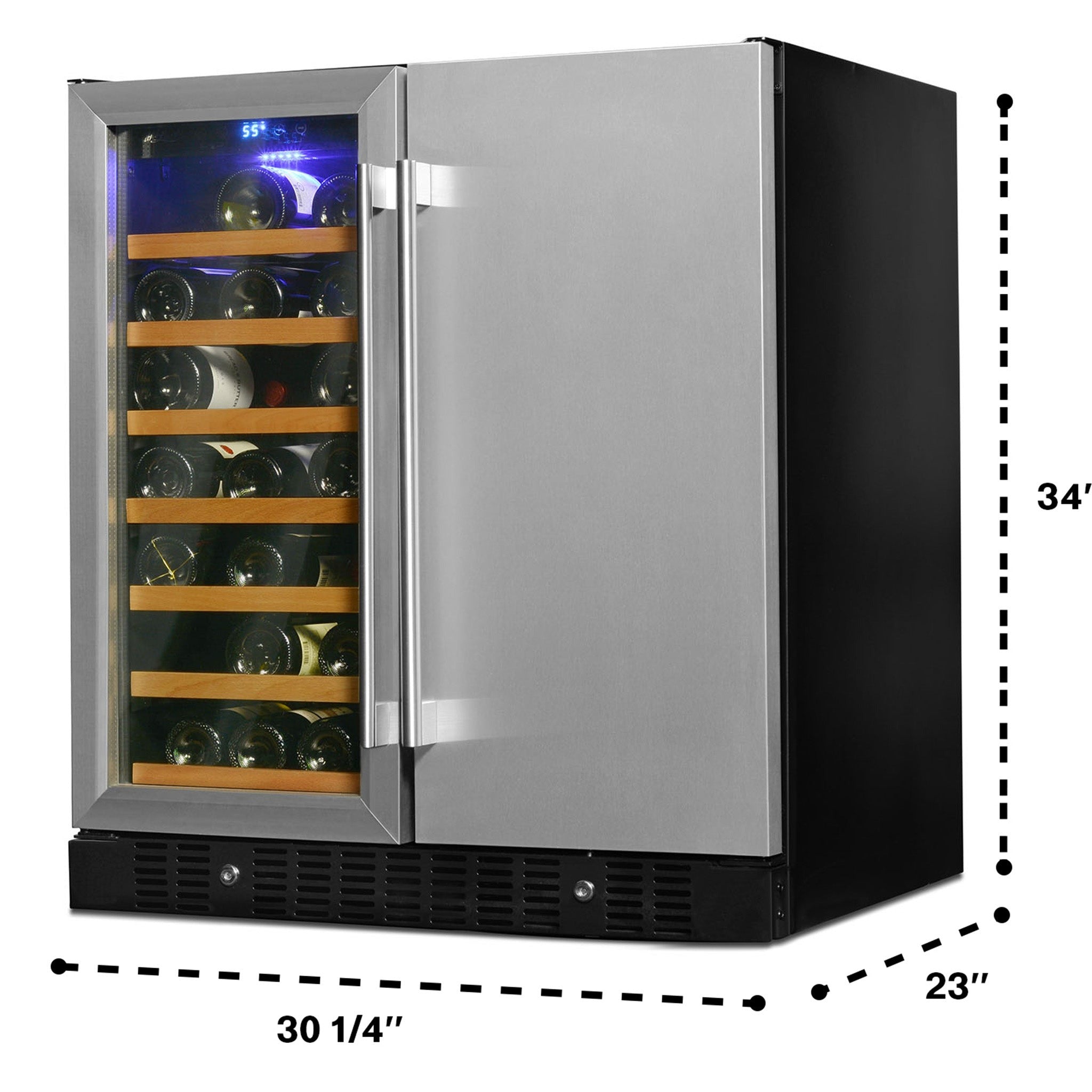 Smith&Hanks RE100050 | 31" Wide Dual Zone 90 Can/32 Bottle Beverage & Wine Fridge