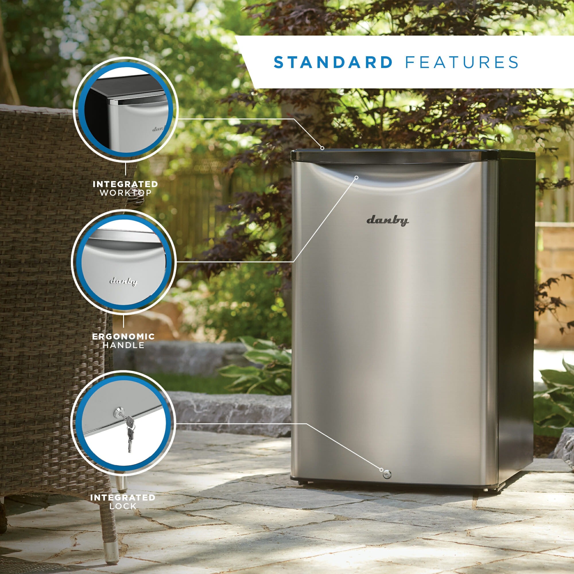 Danby DAR044A6BSLDBO | 20.75" Wide Outdoor Stainless Steel Refrigerator