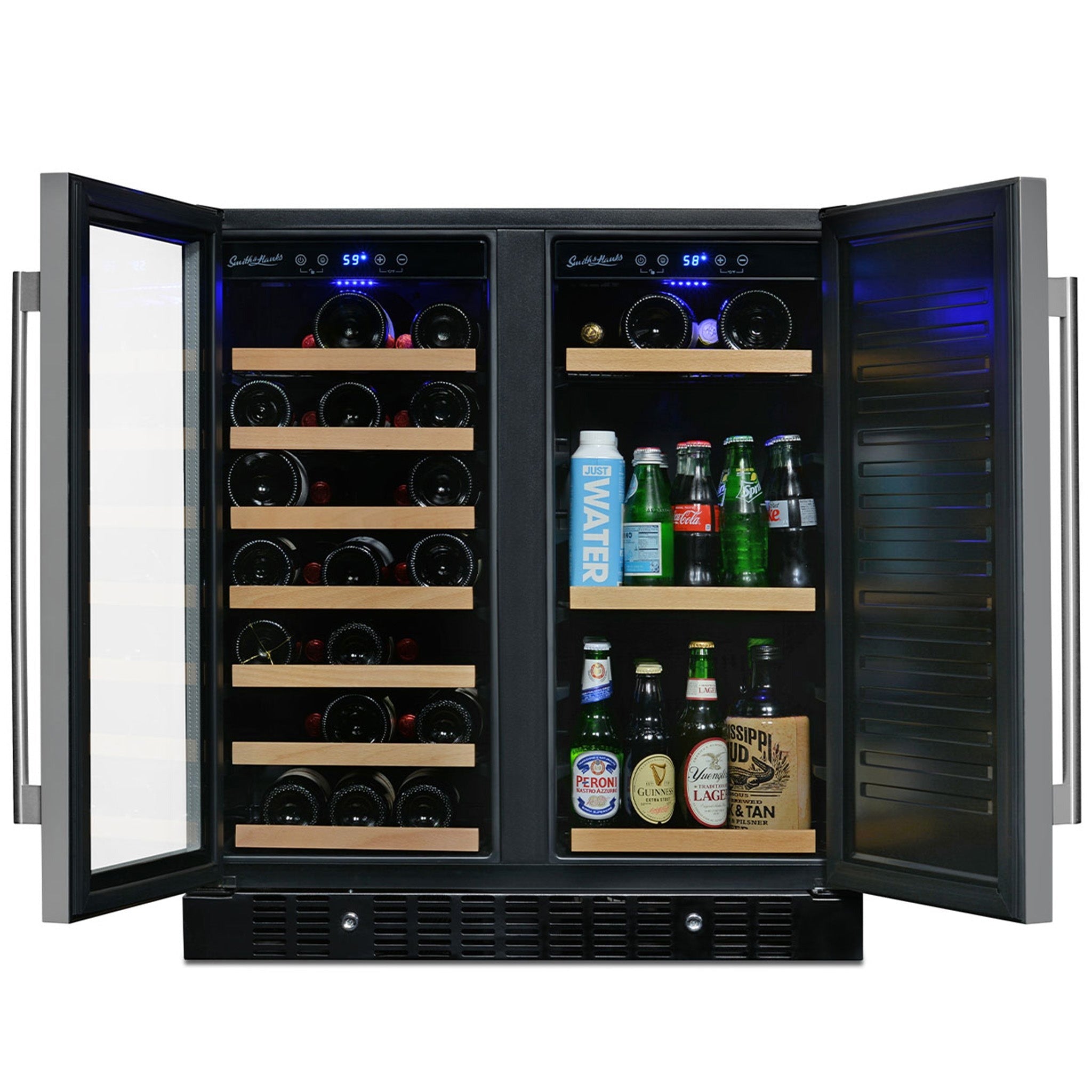 Smith&Hanks RE100050 | 31" Wide Dual Zone 90 Can/32 Bottle Beverage & Wine Fridge