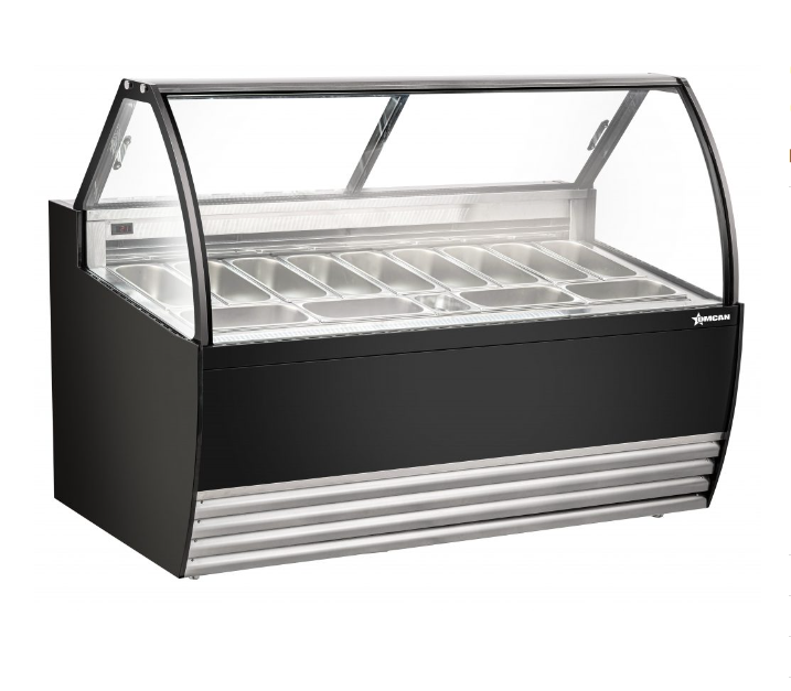 Omcan 49008 | 69" Wide Black Curved Glass Gelato Display Case