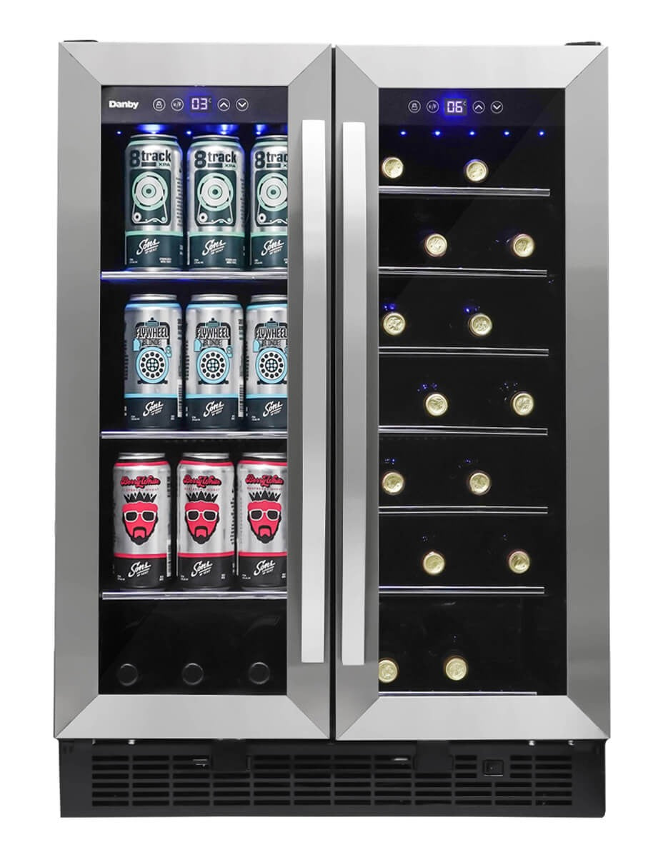 Danby DBC052A1BSS | 23.8" Wide Dual Zone 60 Can/27 Bottle Beverage & Wine Fridge