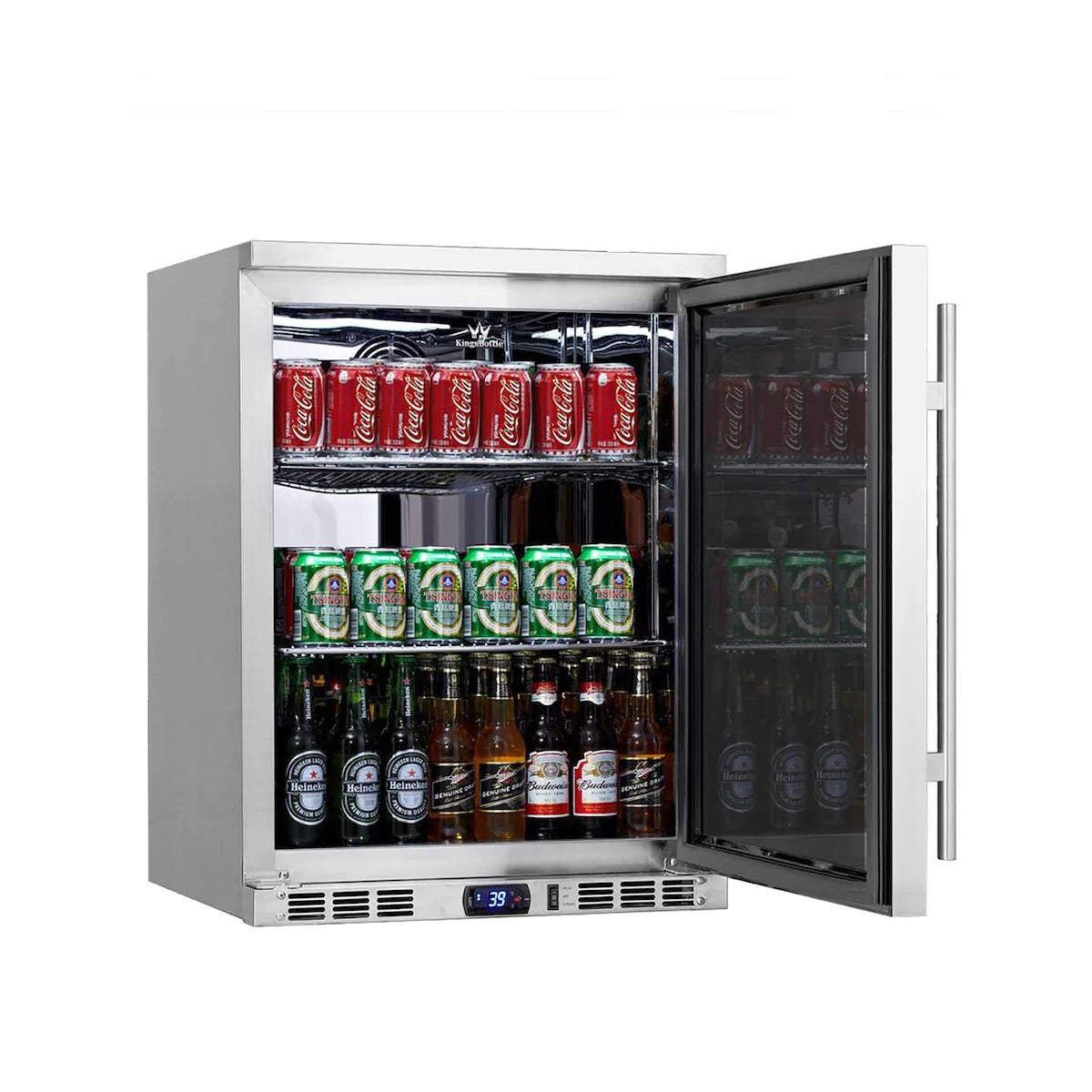 KingsBottle | 24" Wide Outdoor Stainless Steel 126 Can/96 Bottle Beverage Fridge